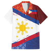 Philippines National Flag Day Family Matching Off Shoulder Maxi Dress and Hawaiian Shirt Polynesian and Yakan Tattoo Brush Style