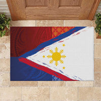 Philippines National Flag Day Rubber Doormat Polynesian and Yakan Tattoo Brush Style