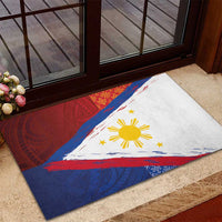 Philippines National Flag Day Rubber Doormat Polynesian and Yakan Tattoo Brush Style