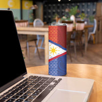 Philippines National Flag Day Skinny Tumbler Polynesian and Yakan Tattoo Brush Style