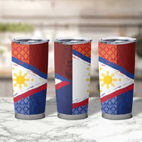 Philippines National Flag Day Tumbler Cup Polynesian and Yakan Tattoo Brush Style