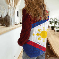 Philippines National Flag Day Women Casual Shirt Polynesian and Yakan Tattoo Brush Style