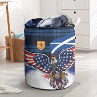 Scottish-American Heritage Month Laundry Basket USA Eagle with Scottish Traditional Costume