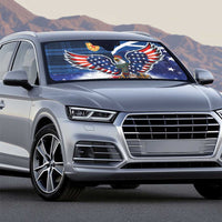 Scottish-American Heritage Month Auto Sun Shade USA Eagle with Scottish Traditional Costume