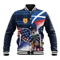 Scottish-American Heritage Month Baseball Jacket USA Eagle with Scottish Traditional Costume