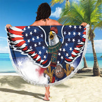 Scottish-American Heritage Month Beach Blanket USA Eagle with Scottish Traditional Costume