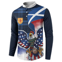 Scottish-American Heritage Month Button Sweatshirt USA Eagle with Scottish Traditional Costume