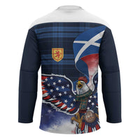 Scottish-American Heritage Month Hockey Jersey USA Eagle with Scottish Traditional Costume