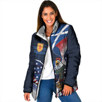 Scottish-American Heritage Month Padded Jacket USA Eagle with Scottish Traditional Costume