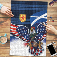 Scottish-American Heritage Month Puzzle USA Eagle with Scottish Traditional Costume