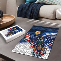 Scottish-American Heritage Month Puzzle USA Eagle with Scottish Traditional Costume