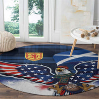 Scottish-American Heritage Month Round Carpet USA Eagle with Scottish Traditional Costume