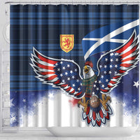 Scottish-American Heritage Month Shower Curtain USA Eagle with Scottish Traditional Costume