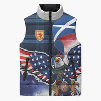Scottish-American Heritage Month Sleeveless Puffer Jacket USA Eagle with Scottish Traditional Costume