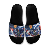 Scottish-American Heritage Month Slide Sandals USA Eagle with Scottish Traditional Costume