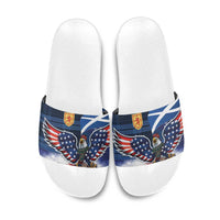 Scottish-American Heritage Month Slide Sandals USA Eagle with Scottish Traditional Costume