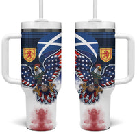 Scottish-American Heritage Month Tumbler With Handle USA Eagle with Scottish Traditional Costume