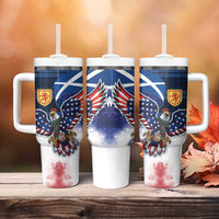 Scottish-American Heritage Month Tumbler With Handle USA Eagle with Scottish Traditional Costume
