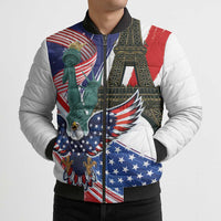 French-American Heritage Month Bomber Puffer Jacket Dual Heritage and National Flag
