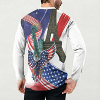 French-American Heritage Month Button Sweatshirt Dual Heritage and National Flag