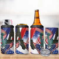 French-American Heritage Month 4 in 1 Can Cooler Tumbler Dual Heritage and National Flag
