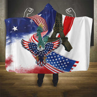 French-American Heritage Month Hooded Blanket Dual Heritage and National Flag