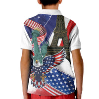 French-American Heritage Month Kid Polo Shirt Dual Heritage and National Flag