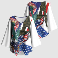 French-American Heritage Month Kimono Sleeve Blouse Dual Heritage and National Flag