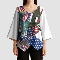 French-American Heritage Month Kimono Sleeve Blouse Dual Heritage and National Flag