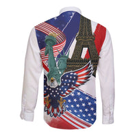 French-American Heritage Month Long Sleeve Button Shirt Dual Heritage and National Flag