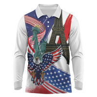 French-American Heritage Month Long Sleeve Polo Shirt Dual Heritage and National Flag