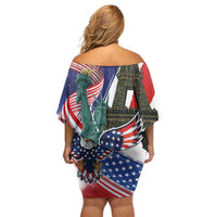 French-American Heritage Month Off Shoulder Short Dress Dual Heritage and National Flag