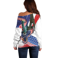 French-American Heritage Month Off Shoulder Sweater Dual Heritage and National Flag