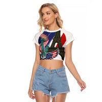 French-American Heritage Month Raglan Cropped T Shirt Dual Heritage and National Flag