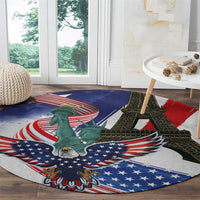 French-American Heritage Month Round Carpet Dual Heritage and National Flag