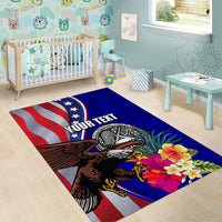 Personalised American Samoa and United States Area Rug Bald Eagle and Seal Hibiscus Polynesian Pattern - Wonder Print Shop