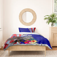 Personalised American Samoa and United States Bedding Set Bald Eagle and Seal Hibiscus Polynesian Pattern - Wonder Print Shop