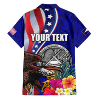 Personalised American Samoa and United States Family Matching Summer Maxi Dress and Hawaiian Shirt Bald Eagle and Seal Hibiscus Polynesian Pattern - Wonder Print Shop