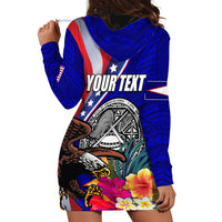 Personalised American Samoa and United States Hoodie Dress Bald Eagle and Seal Hibiscus Polynesian Pattern - Wonder Print Shop