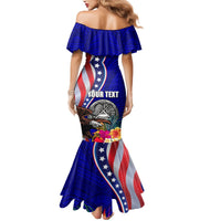 Personalised American Samoa and United States Mermaid Dress Bald Eagle and Seal Hibiscus Polynesian Pattern - Wonder Print Shop