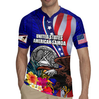Personalised American Samoa and United States Rugby Jersey Bald Eagle and Seal Hibiscus Polynesian Pattern - Wonder Print Shop