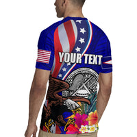 Personalised American Samoa and United States Rugby Jersey Bald Eagle and Seal Hibiscus Polynesian Pattern - Wonder Print Shop