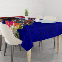 Personalised American Samoa and United States Tablecloth Bald Eagle and Seal Hibiscus Polynesian Pattern - Wonder Print Shop