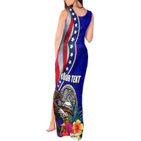 Personalised American Samoa and United States Tank Maxi Dress Bald Eagle and Seal Hibiscus Polynesian Pattern - Wonder Print Shop