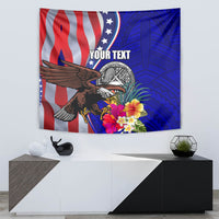 Personalised American Samoa and United States Tapestry Bald Eagle and Seal Hibiscus Polynesian Pattern - Wonder Print Shop
