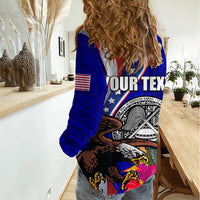 Personalised American Samoa and United States Women Casual Shirt Bald Eagle and Seal Hibiscus Polynesian Pattern - Wonder Print Shop