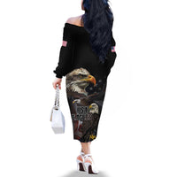 American Eagles Family Matching Off The Shoulder Long Sleeve Dress and Hawaiian Shirt United States Flag Vintage Style - Wonder Print Shop