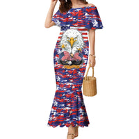 American Eagles Family Matching Mermaid Dress and Hawaiian Shirt United States Flag Camouflage Style - Wonder Print Shop