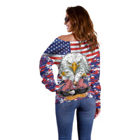 American Eagles Off Shoulder Sweater United States Flag Camouflage Style - Wonder Print Shop