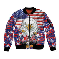 American Eagles Sleeve Zip Bomber Jacket United States Flag Camouflage Style - Wonder Print Shop